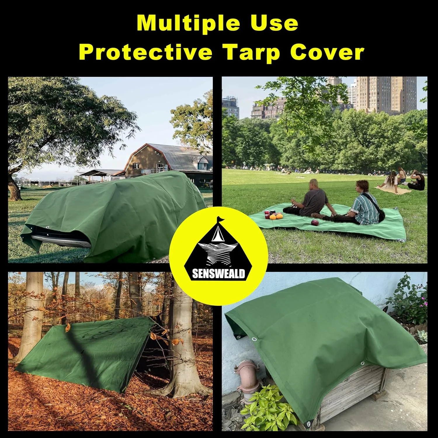 2 Pack Small Heavy Duty Canvas Tarp 3x5 Feet 16oz Water-Resistant Canvas Tarp with Grommets，Tear Resistant, Durable, Multipurpose Protective Green Cover for Camping, Tent, Car