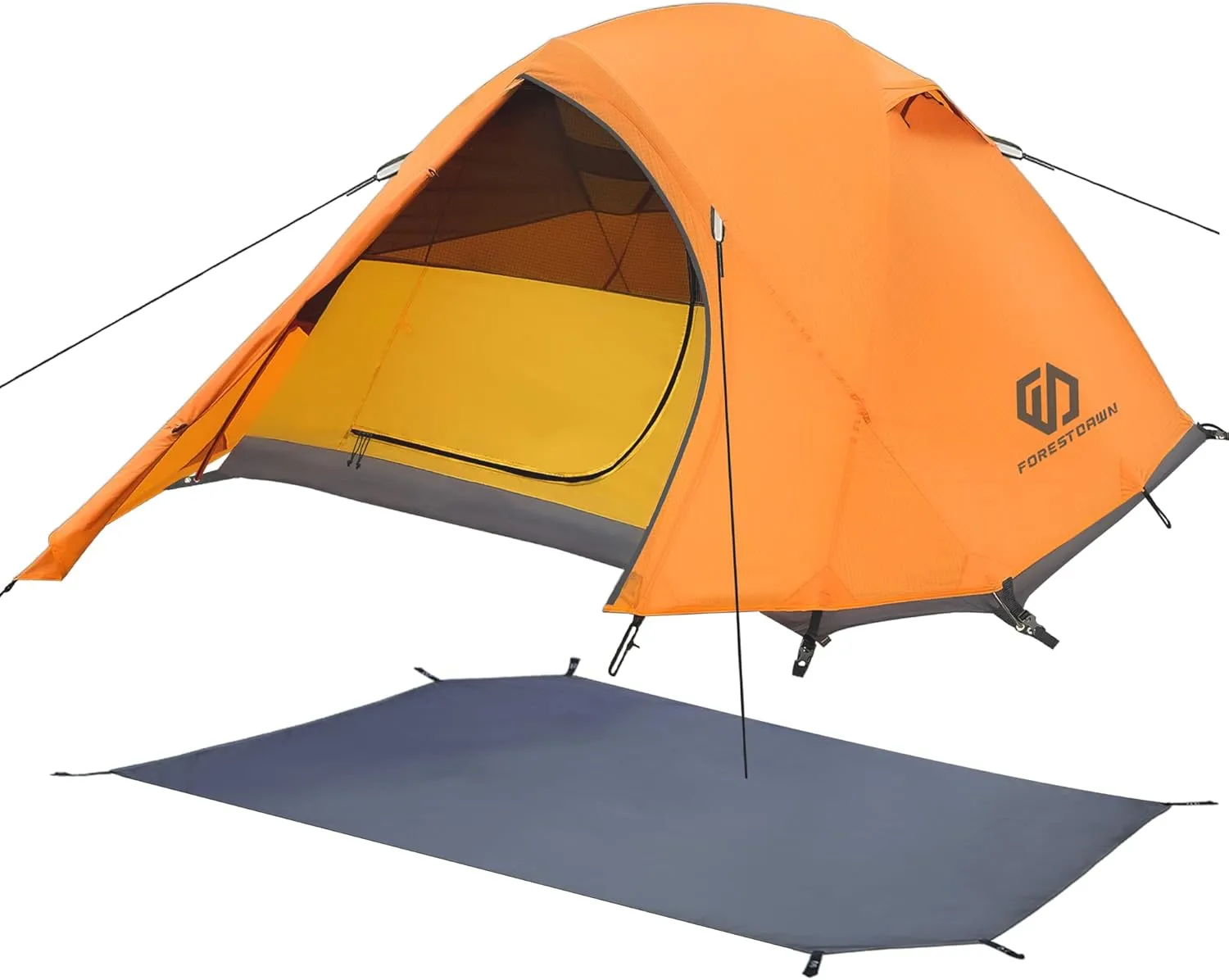 2 Person Camping Tent with 3 Aluminum Alloy Poles, 4 or 3 Season Waterproof Tent, Double Layer,Easy Setup, 2 Doors for Outdoor Hiking,Mountaineering,Survival,Travel