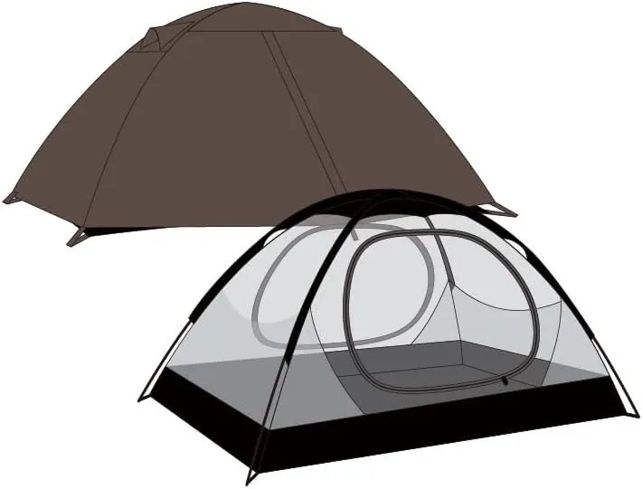 2 Person Chestnut Brown Dome Tent,Double Layer Protection for Backpacking & Camping