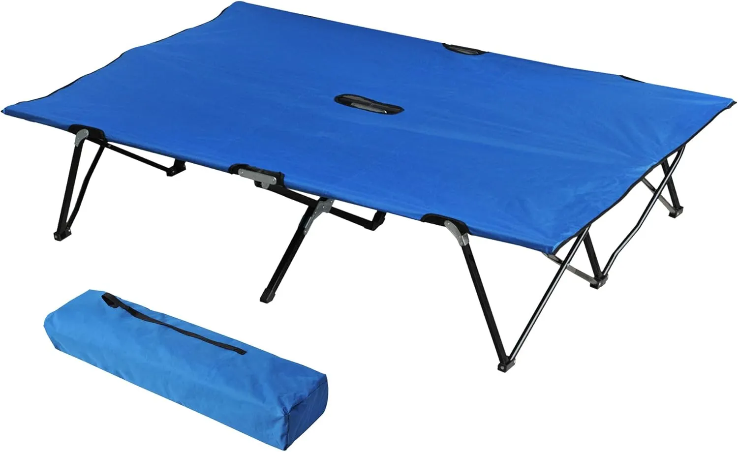 2 Person Folding Camping Cot - Heavy Duty Elevated Sleeping Cot & Bed for Adults, 50" Wide Camping Cot with Carry Bag, Outdoor Portable Cot for Hiking, Fishing & Beach
