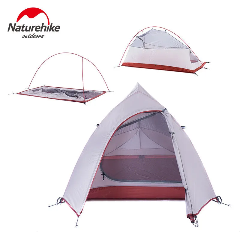 2 Person Tent 20D Silicone Fabric Tent Double-layer Camping Tent Lightweight 1.24kgon Mat