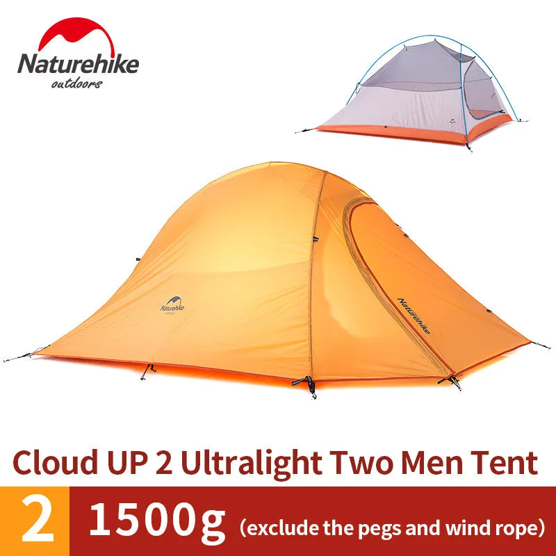 2 Person Tent 20D Silicone Fabric Tent Double-layer Camping Tent Lightweight 1.24kgon Mat