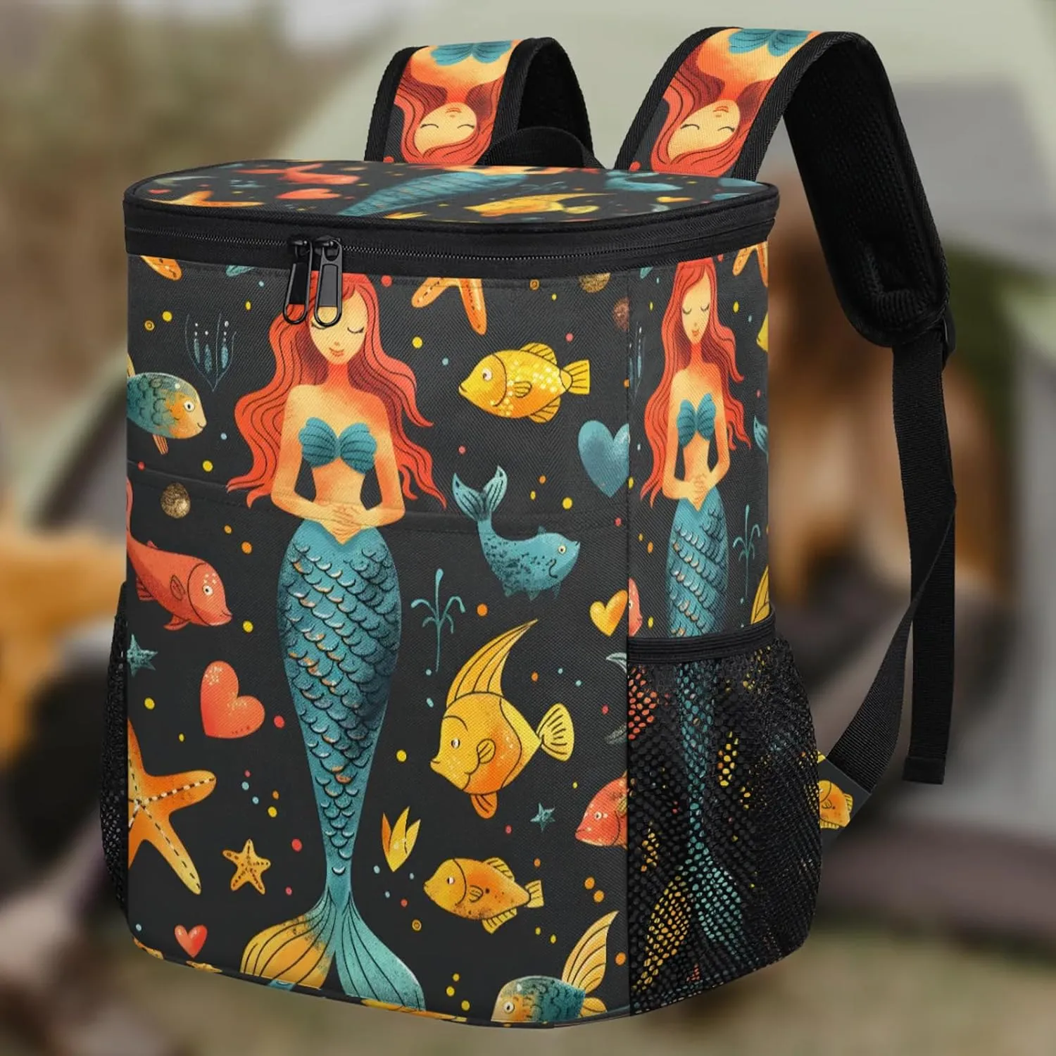 20-Hour Insulated Backpack Cooler Beautiful Mermaid Leakproof Cooler Bag Portable Cooler Backpack