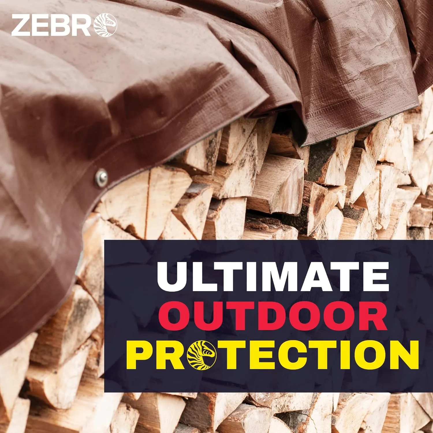 20' x 20' Brown Heavy Duty Tarp with Grommets Reinforced - 16 Mil Thick - Double Sided Plastic Tarps Waterproof - Large Tarpaulin Cover for Outdoor Camping Over/Under Tent Tarp RV Roof Rain - Zebro