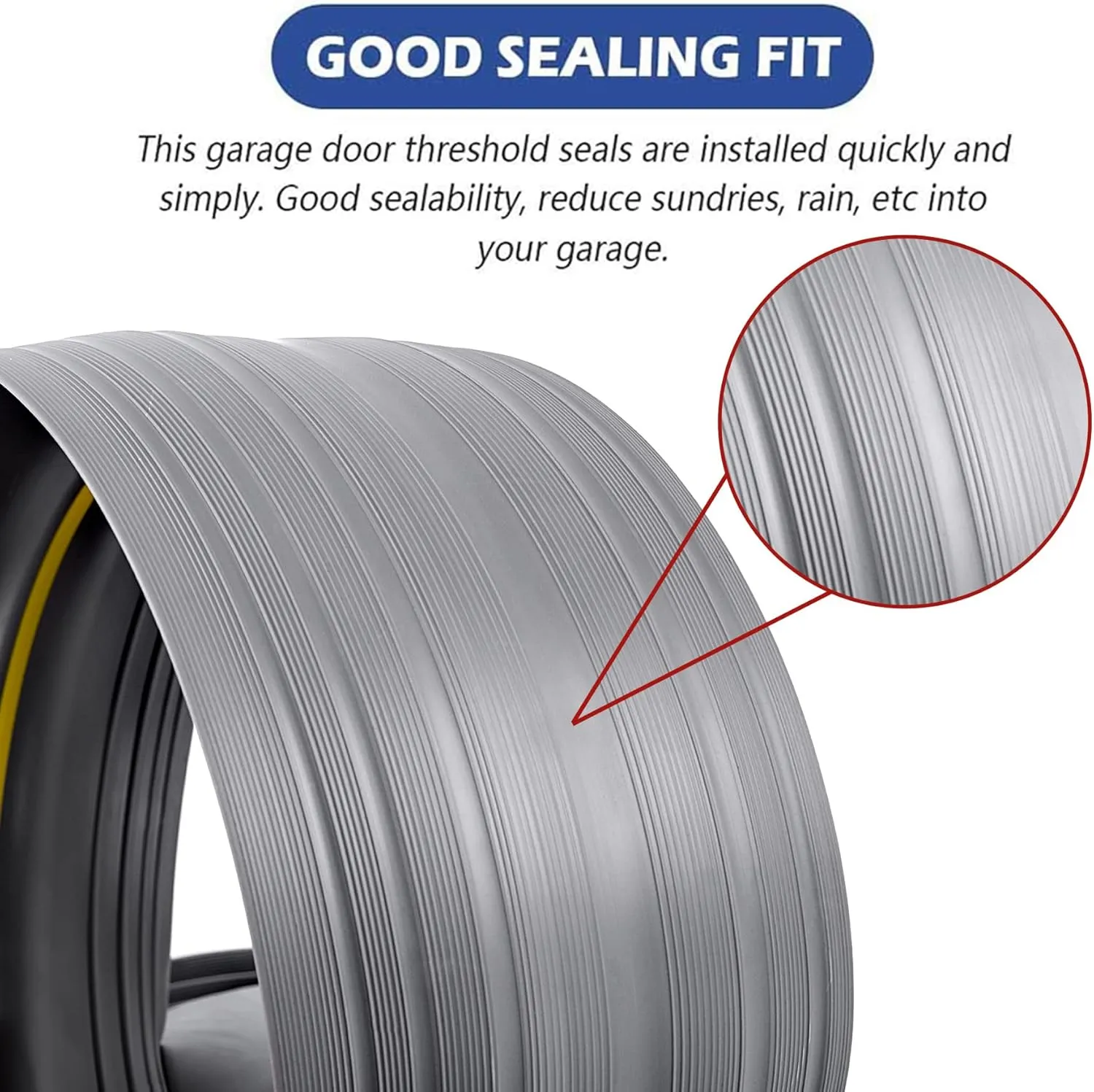 20Ft/6M Universal Garage Threshold Seal Strip, Garage Door Bottom Weatherproof Strip Rubber DIY Weather Stripping Replacement, Not Include Adhesive (Grey)