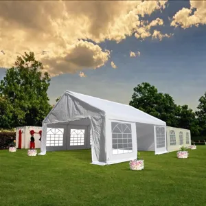 20x20 Feet Heavy Duty Party Tent, Waterproof Outdoor Wedding Canopy with Carry Bags, Commercial Marquee Shelter for Events BBQ Camping, 3-Layer PE Cover & Steel Frame