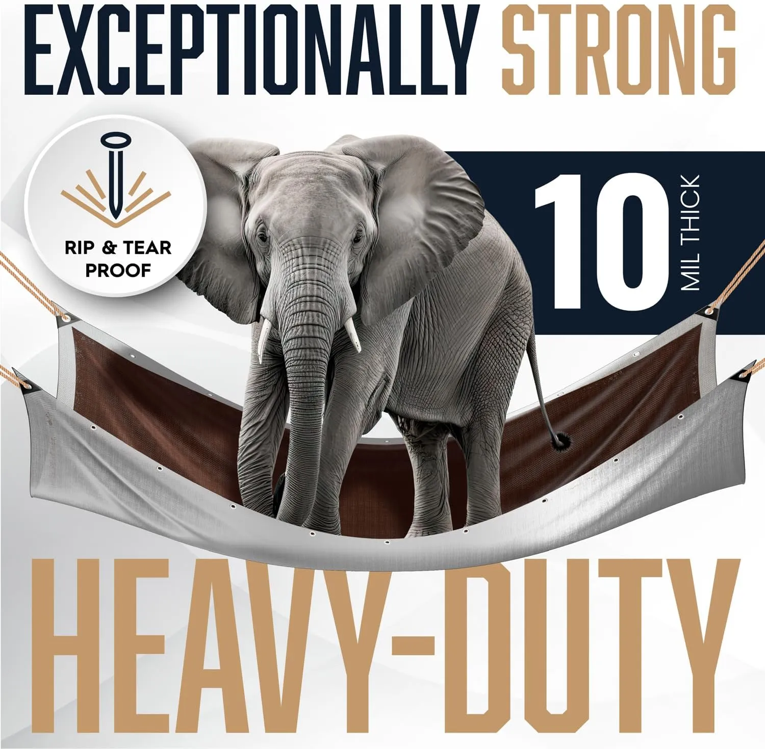 20x20 Heavy Duty Tarp, 10 Mil Thick, Waterproof, Tear & Fade Resistant, High Durability, UV Treated, Grommets Every 18 Inches. (Silver/Brown - Reversible) (20 x 20 Feet)