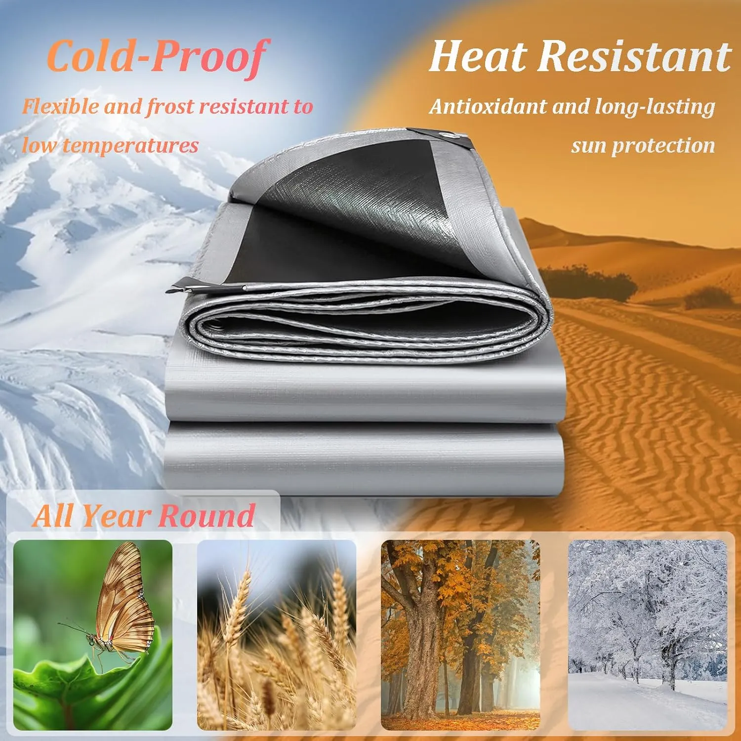 20x30Ft Tarps 16 MIL Poly Canopy Shelter Cover Tarp Reinforced Edges Waterproof UV Resistant, Tear and Color Fade Resistant, for Home, Boats, Cars, Camp, Outdoor Pool Silver Black