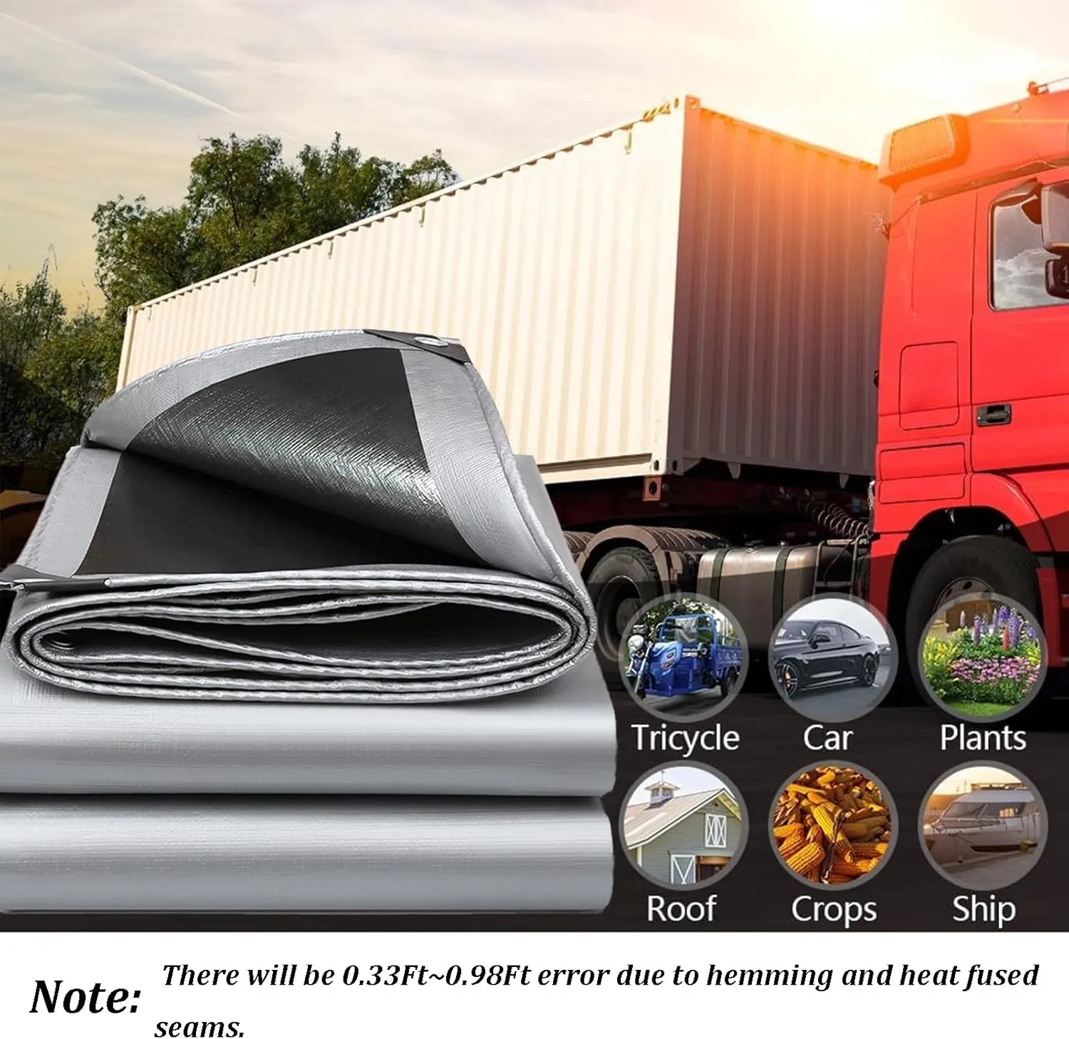 20x30Ft Tarps 16 MIL Poly Canopy Shelter Cover Tarp Reinforced Edges Waterproof UV Resistant, Tear and Color Fade Resistant, for Home, Boats, Cars, Camp, Outdoor Pool Silver Black