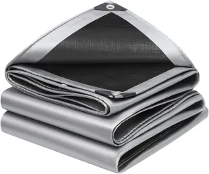 20x30Ft Tarps 16 MIL Poly Canopy Shelter Cover Tarp Reinforced Edges Waterproof UV Resistant, Tear and Color Fade Resistant, for Home, Boats, Cars, Camp, Outdoor Pool Silver Black