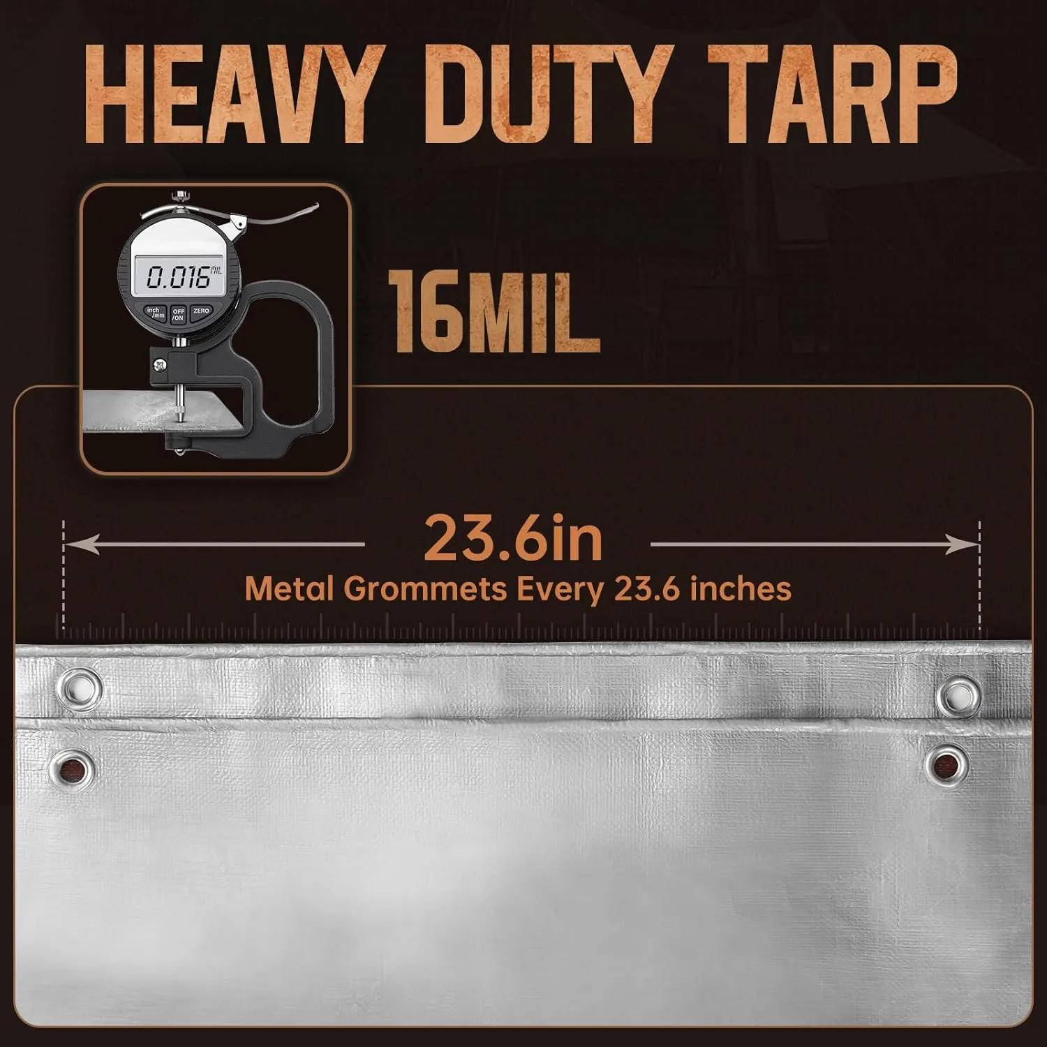 20x40 FT Tarp Waterproof, 16 Mil Tarps Heavy Duty Waterproof Multipurpose Protective Cover UV Resistant Rip & Tear Resistant Waterproof with Grommets Reversible for Home Boats Cars Camping