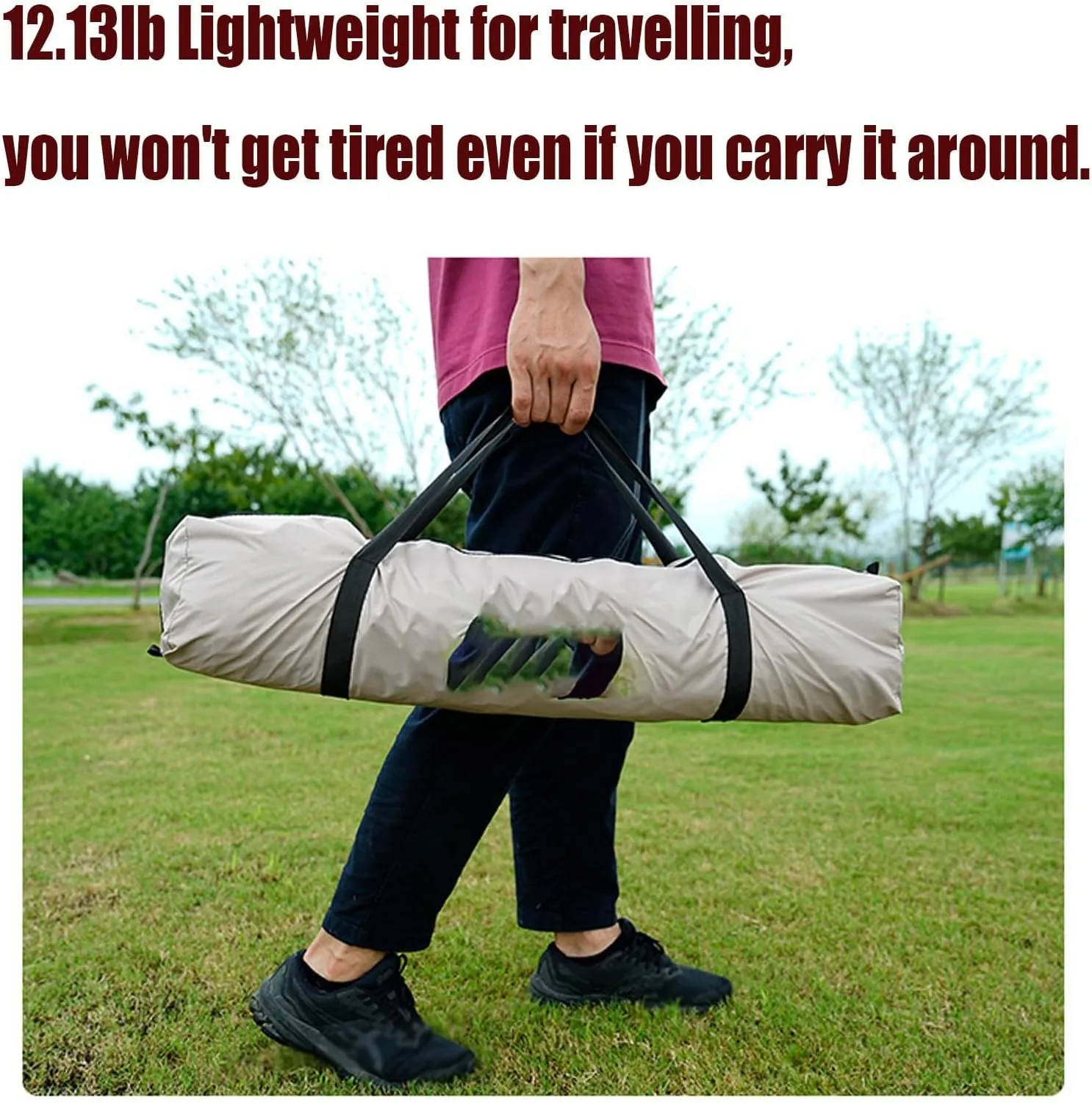 220x177inch Waterproof Portable Tarp Multifunctional with Poles Outdoor Camping Traveling Awning Windproof Anti UV Backpacking Tarp Shelter Rain Tarp(Rice-White,177x173x102inch)