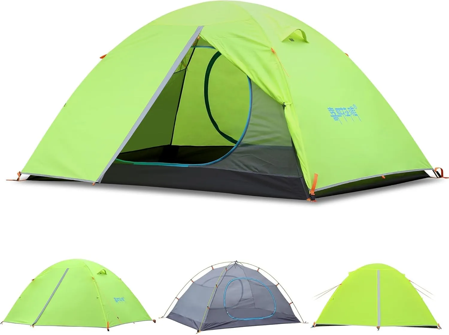 2/3 Person Camping Tent Backpacking Lightweight Tent Waterproof Windproof Aluminum Pole Two Doors Double Layer Easy Setup Portable for Outdoor Camping Hiking Beach Travel