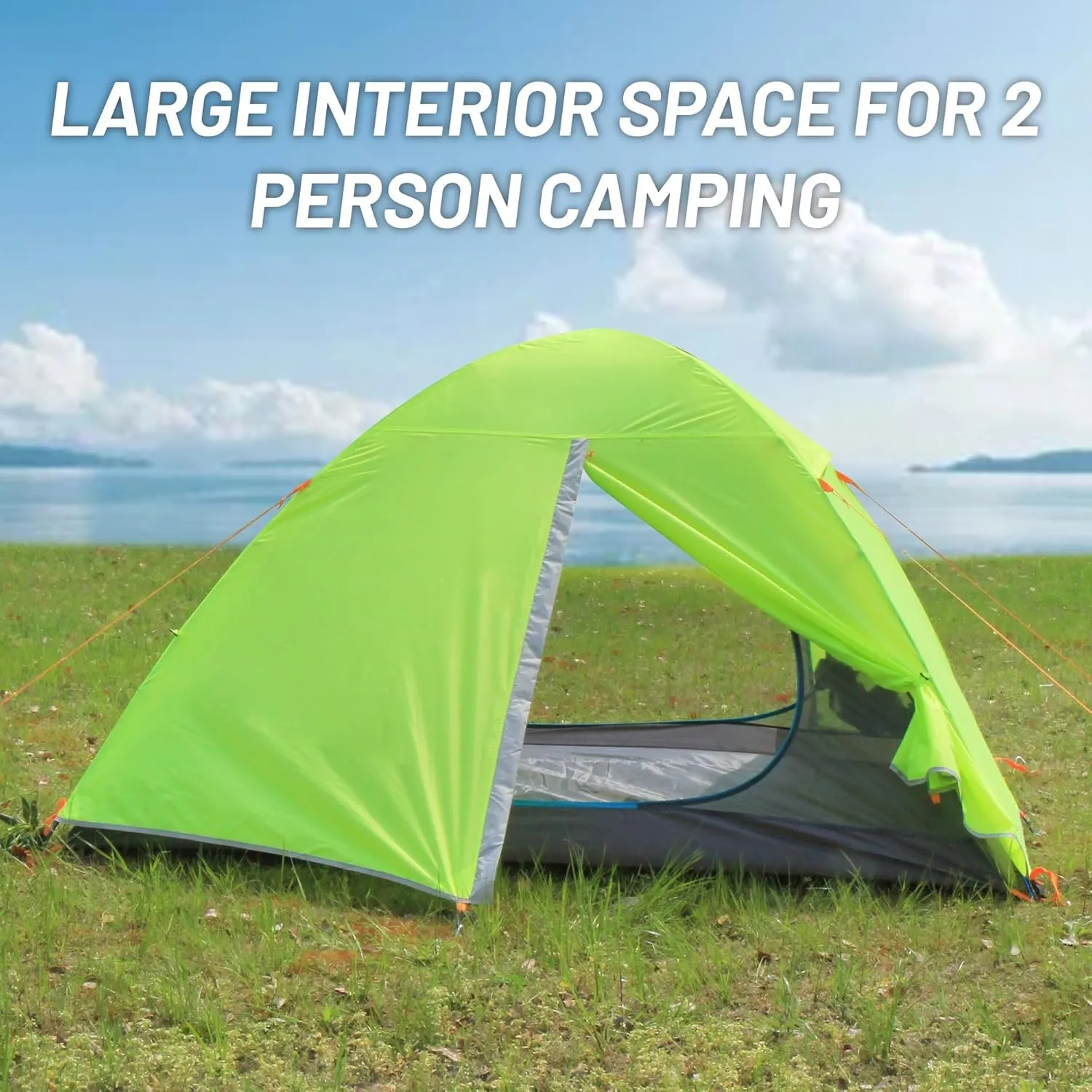 2/3 Person Camping Tent Backpacking Lightweight Tent Waterproof Windproof Aluminum Pole Two Doors Double Layer Easy Setup Portable for Outdoor Camping Hiking Beach Travel