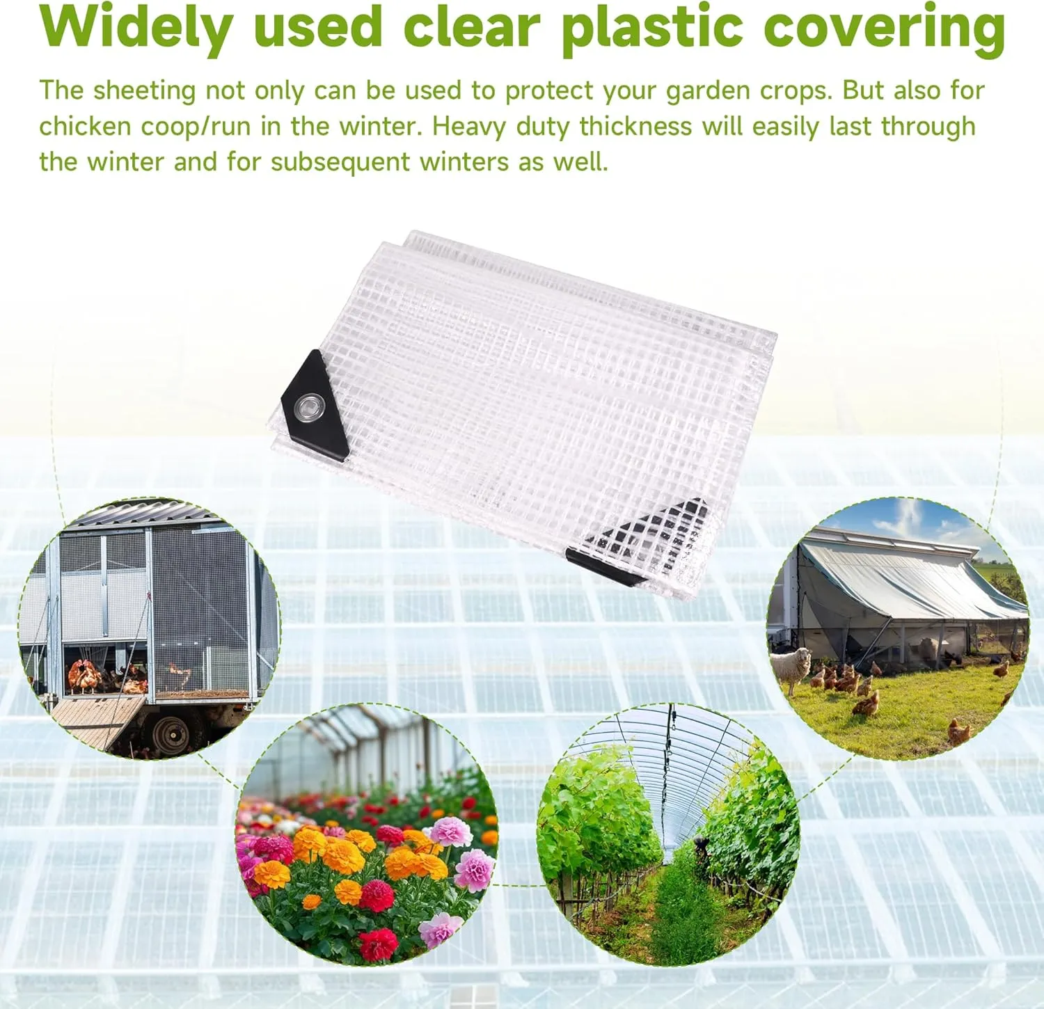 24Ftx26Ft Greenhouse Cover,Clear Plastic Tarps, 16Mil Heavy Duty Waterproof tarp with UV Resistance and Grommets,Clear Tarp Canopy Top for Gardening,Farming,Nursery,Garden