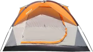 2/6 Person Family Camping Tent, Outdoor Double-Layer Waterproof and Windproof Tent with Top Rainproof Roof, Large Mesh Windows, Portable All-Season Tent with Easy Setup and Carry Bag