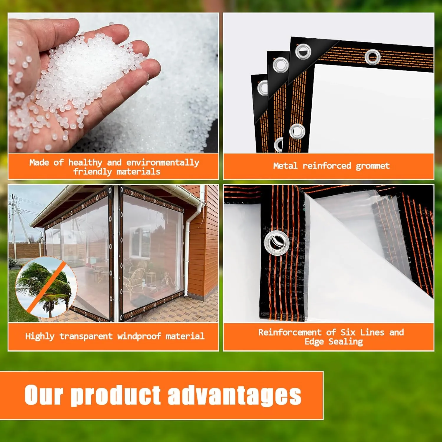 2PCS 8x10ft Heavy Duty Clear Tarps for Winter 8x10FT Clear Vinyl Tarp with Grommets,Thicken Transparent Waterproof Tarpaulin Insulation Shed Cloth for Covering Plant, Garden, Chicken Coop, Patio
