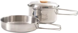 2pcs Picnic Pan Set Camping Gear Outdoor Dinnerware Camping Pan Foldable Camping Pot Stainless Noodle Bowl Camping Cookware Travel Food Containers Stainless Cookware Silver