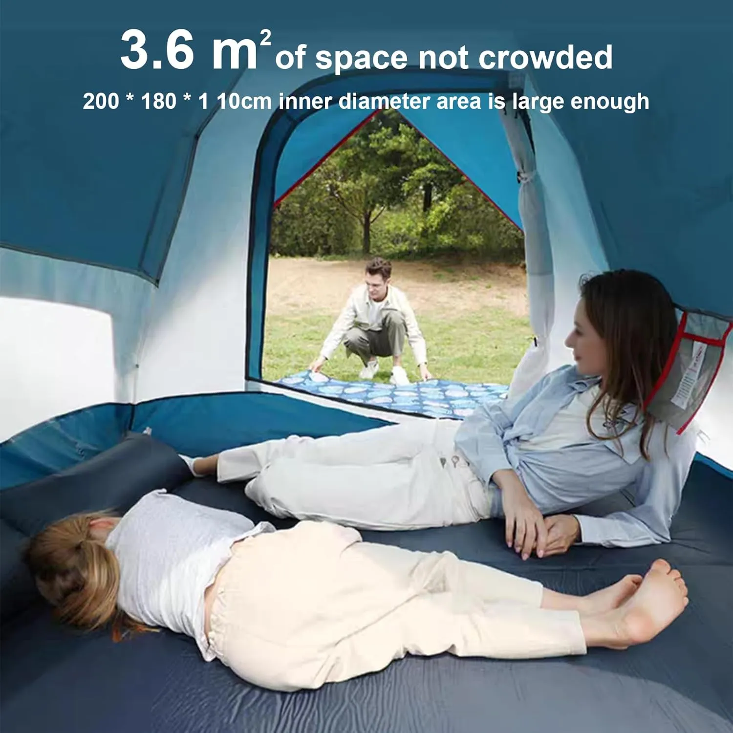 3-4 Person Camping Dome Tent, Pop-Up Camping Tent with Instant Setup, Waterproof,Spacious, Lightweight Portable Backpacking Tent for Outdoor Camping/Hiking(B,Green)