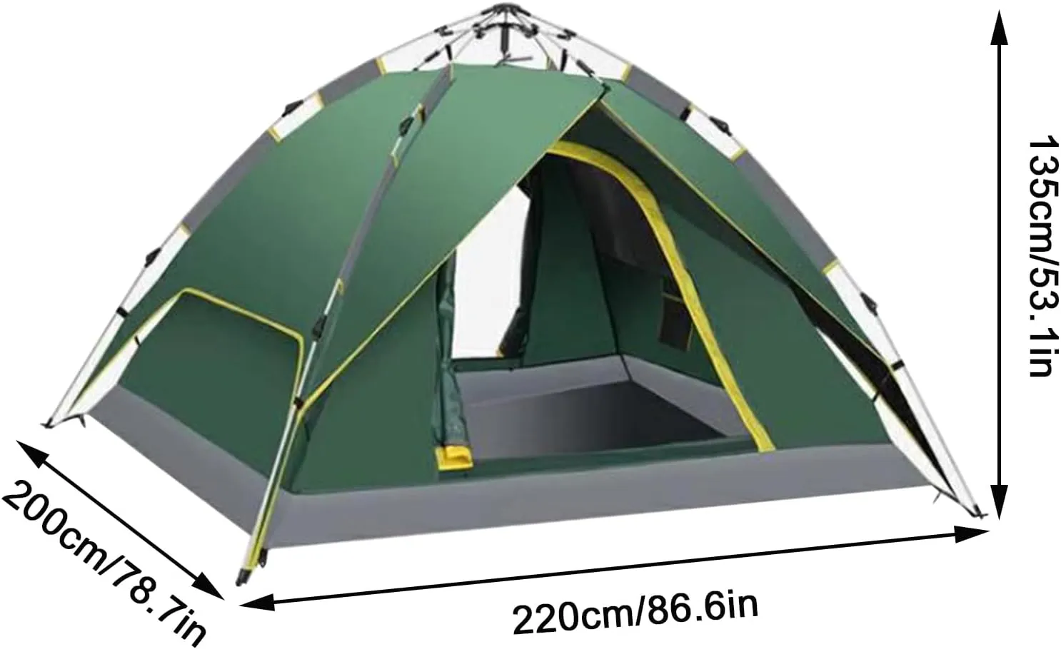 3-4 Person Camping Dome Tent, Pop-Up Camping Tent with Instant Setup, Waterproof,Spacious, Lightweight Portable Backpacking Tent for Outdoor Camping/Hiking(B,Green)