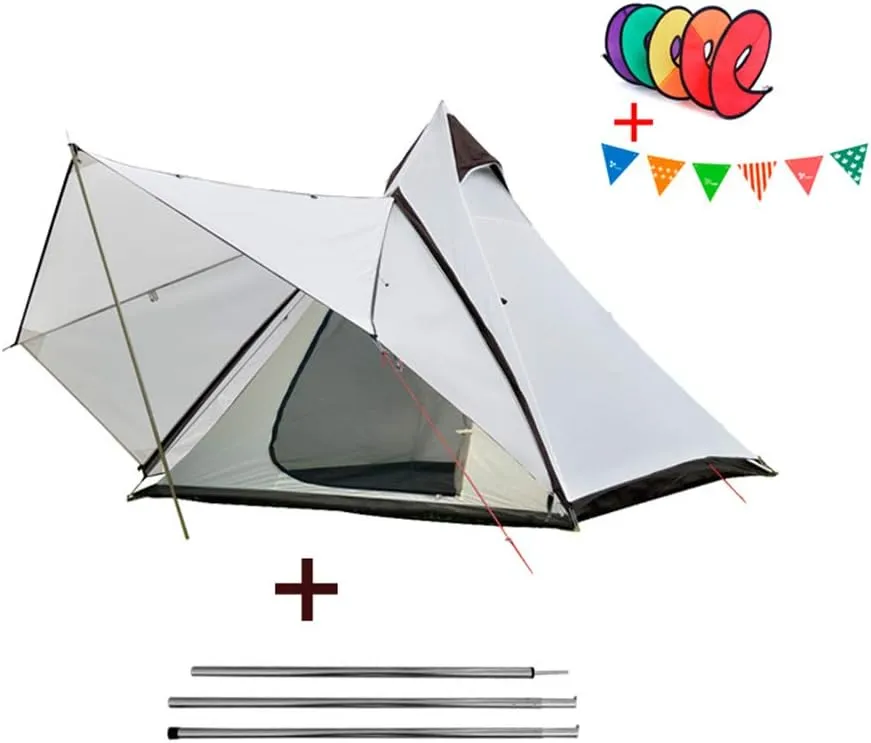 3-4 Person Camping Family Teepee Tent Outdoor Double Layers Indian Tipi Tent Suitable for Camping Hiking Holidays