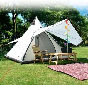 3-4 Person Camping Family Teepee Tent Outdoor Double Layers Indian Tipi Tent Suitable for Camping Hiking Holidays