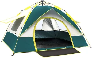 3-4 Person Hydraulic Automatic Tent, Outdoor Camping Rainproof Tent, Camping Double-Layer Tent, Sun-Proof and Breathable, for Outdoor Camping,Bl