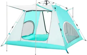 3-4 Person Pop Up Tent Lightweight Instant Pop Up Tent Auto Open Double Layer Portable Automatic Tent Family Camping Tent with Porch