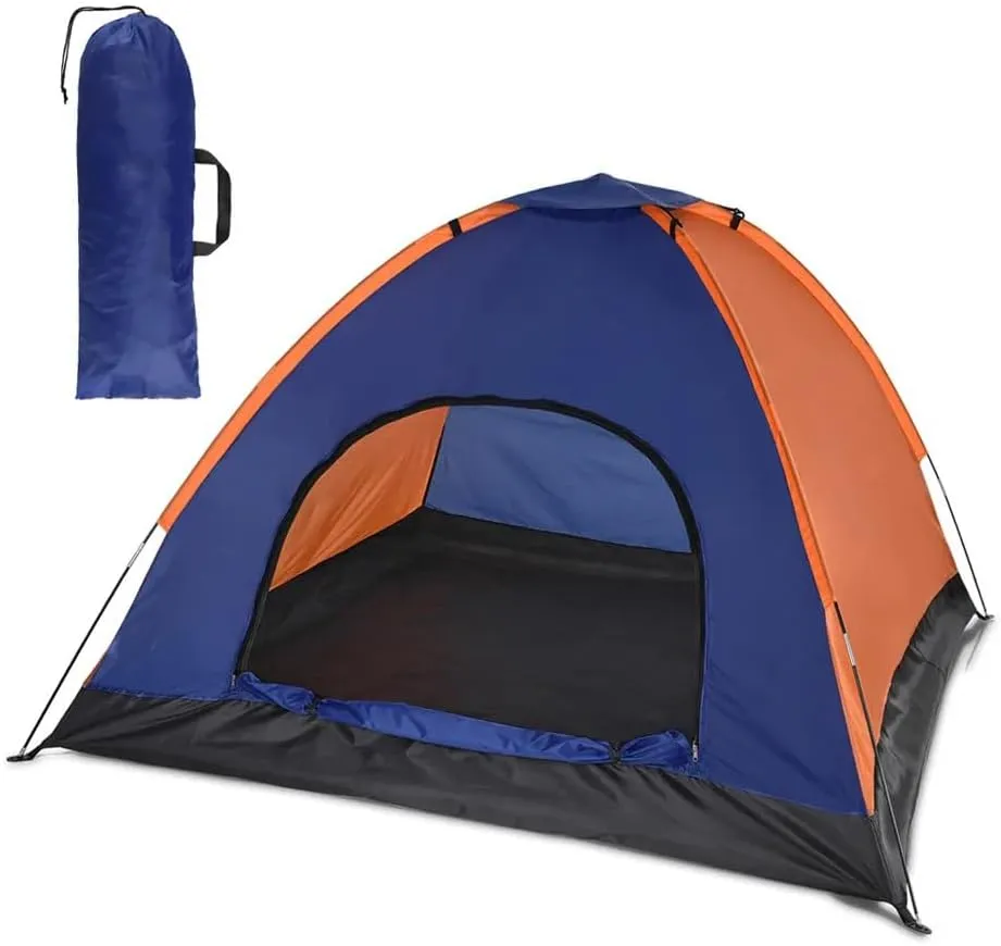3-4 Persons Camping Tent Lightweight Outdoor Backpacking Tent with Rain Fly for Family Camping Hiking Beach Fishing Tent, Orange