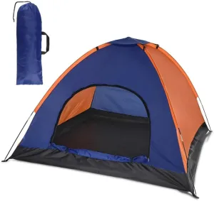 3-4 Persons Camping Tent Lightweight Outdoor Backpacking Tent with Rain Fly for Family Camping Hiking Beach Fishing Tent, Orange