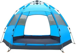3-4/4-6 Person Hexagon Mongolian Yurt Tent Rainproof Anti-UV Breathable Double Layer Camping Tents for Outdoor Camping