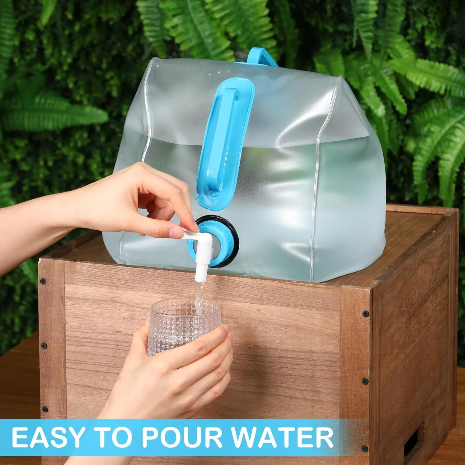 3 Pack Collapsible Water Container with Spigot, Foldable Camping Water Container Portable Camping Storage Carrier Jug for Outdoors Hiking Emergency Kit Backpack(Blue,2.6 Gallon)