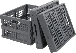 3 Packs Plastic Collapsible Crates, Folding Bin, 15 L Foldable Crates
