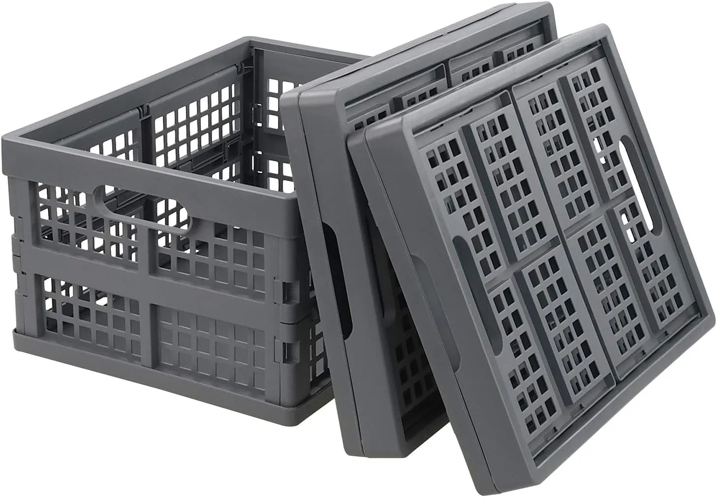 3 Packs Plastic Collapsible Crates, Folding Bin, 15 L Foldable Crates
