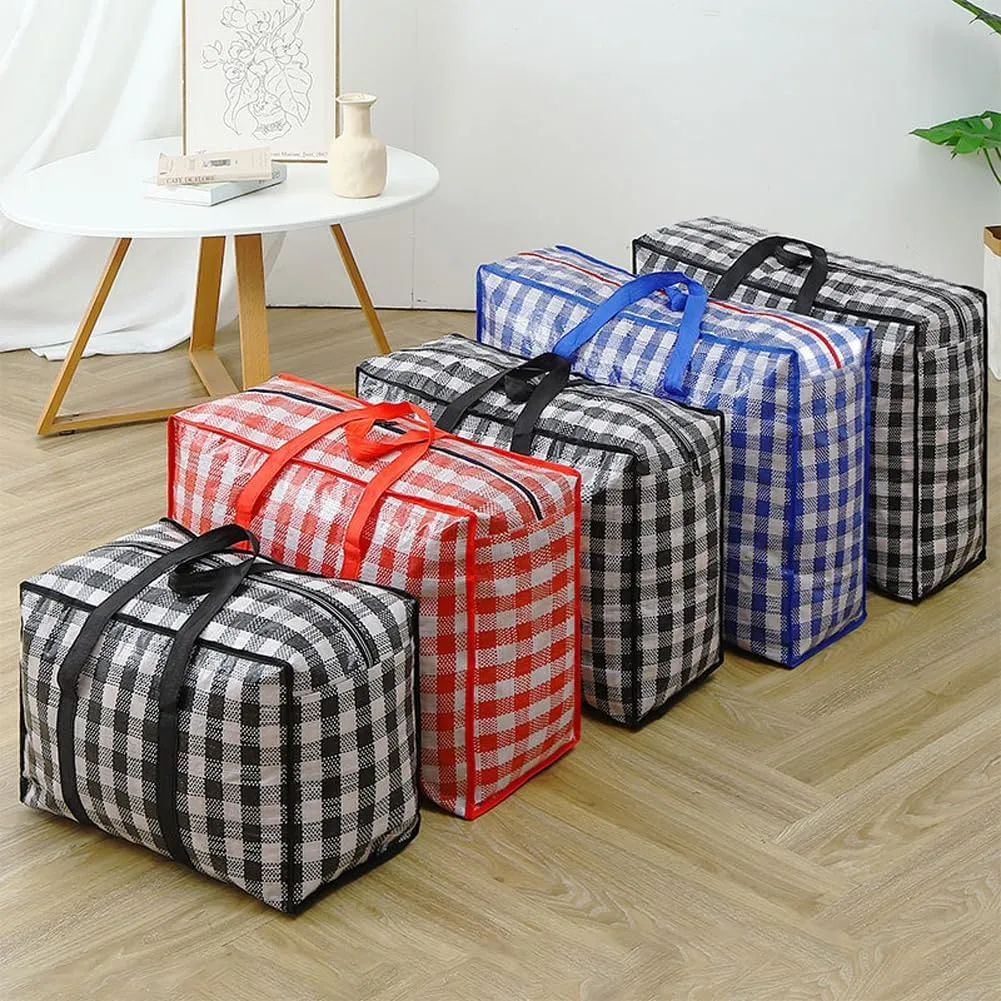 3 Pcs Moving Bag,Medium Large Extra Large Heavy Duty Storage Bag,Waterproof Dustproof Quilt Blankets Duffel Bag with Strong Handles & Zipper (01 Blue)