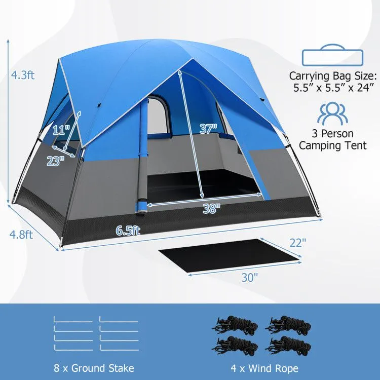 3 Removable Camping Fully-featured Mat Traveling Outdoor Act fast Tent Hiking Person Floor Camping with for
