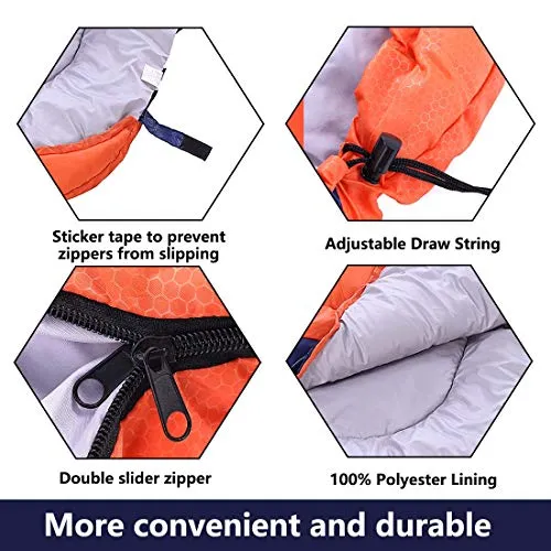 3 Seasons Camping Sleeping Bag  w/ Compression Sack-Adults & Kids