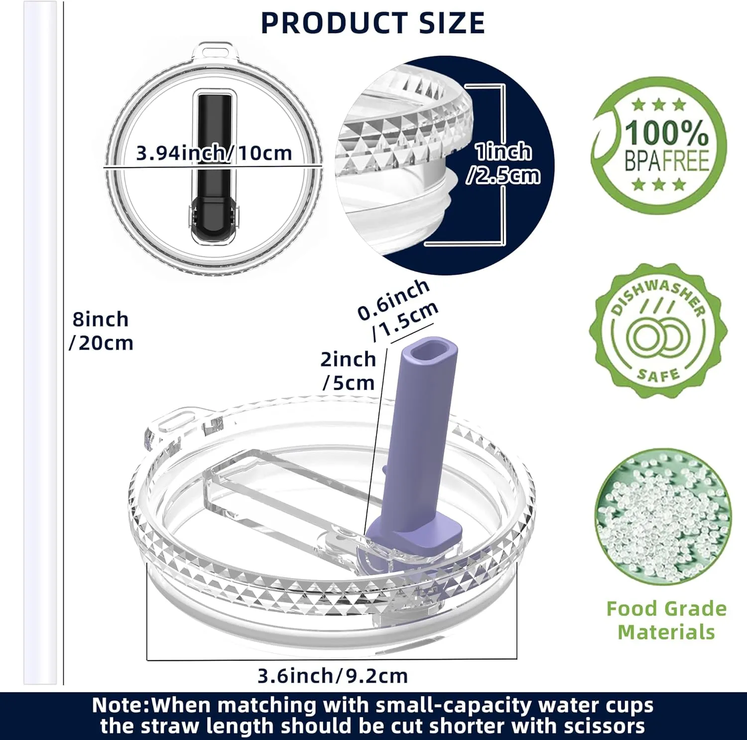 30 oz Straw Leak Proof Lid for YETI,Replacement Lid for Yeti Rambler 30/32 oz Tumbler,26/35/42 oz Straw Mug,and Hydro Flask 32/40oz Travel Tumbler,BPA Free(Cosmic Lilac*2)
