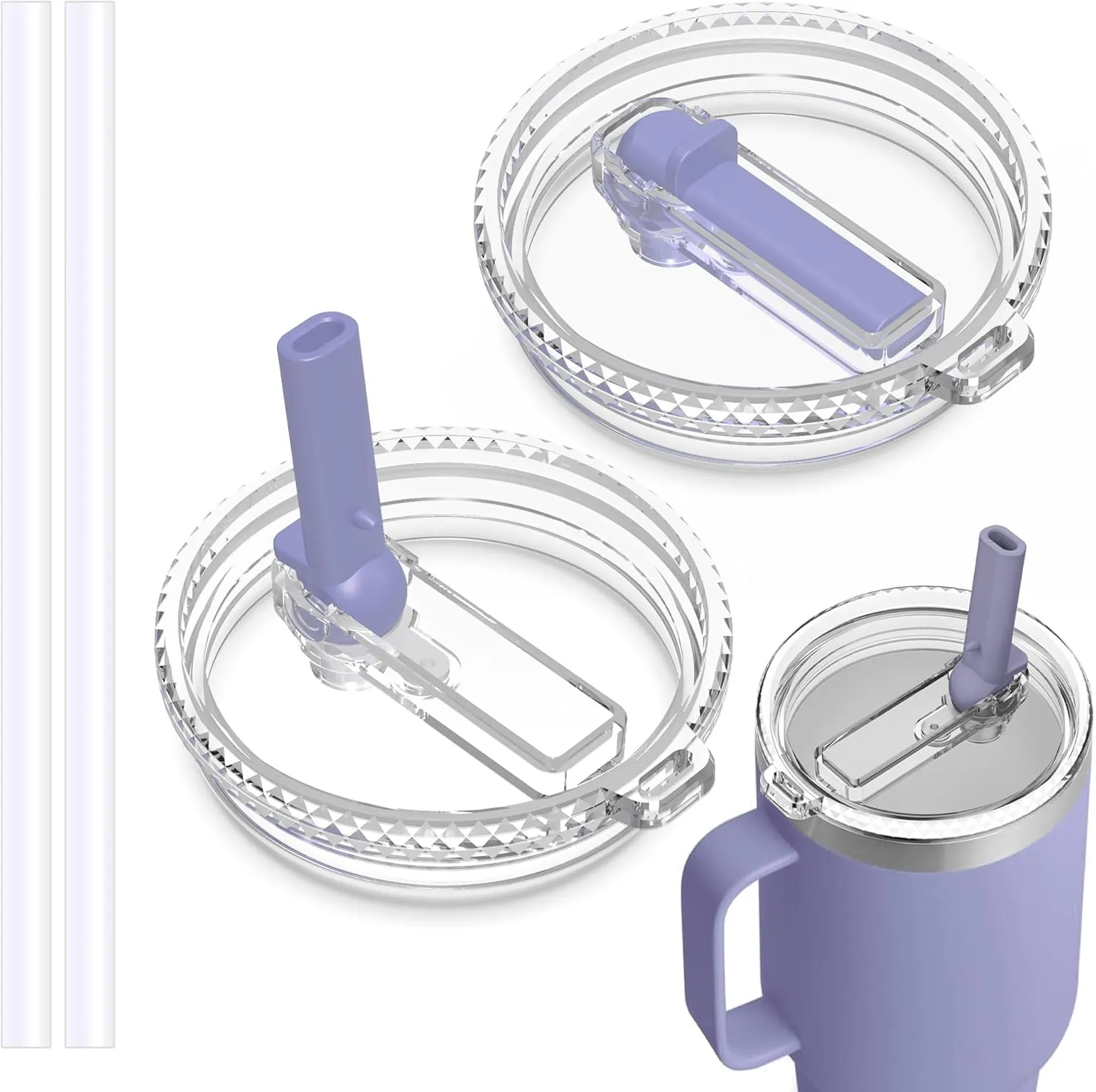 30 oz Straw Leak Proof Lid for YETI,Replacement Lid for Yeti Rambler 30/32 oz Tumbler,26/35/42 oz Straw Mug,and Hydro Flask 32/40oz Travel Tumbler,BPA Free(Cosmic Lilac*2)