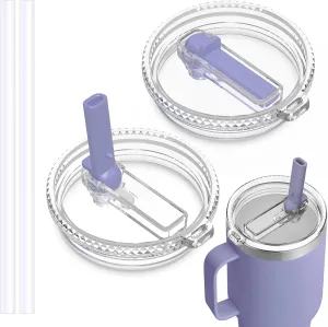 30 oz Straw Leak Proof Lid for YETI,Replacement Lid for Yeti Rambler 30/32 oz Tumbler,26/35/42 oz Straw Mug,and Hydro Flask 32/40oz Travel Tumbler,BPA Free(Cosmic Lilac*2)