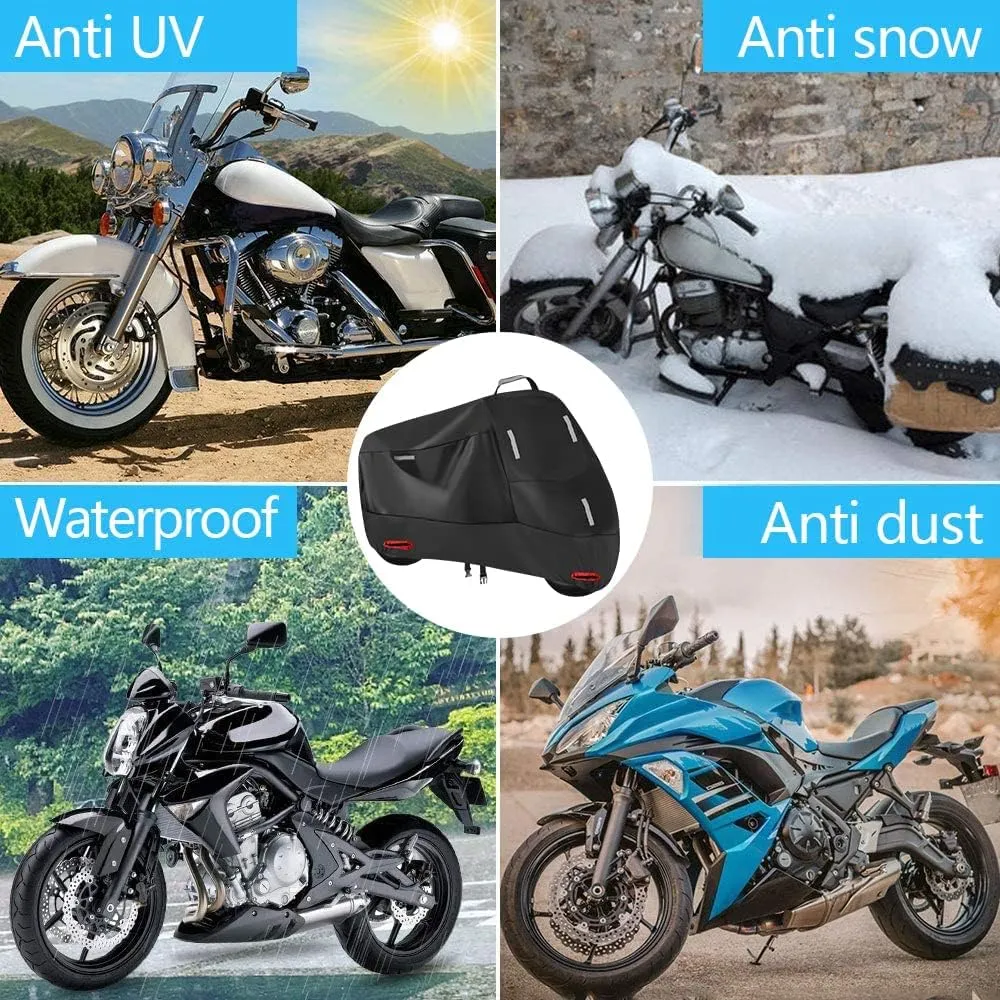 300D Motorcycle Cover Heavy Duty, Honda Navi Cover Waterproof Outdoor All Season Protection supertite cubre motos Moped Motorcycle Tarp Fits up to 74 inch (L: 74" * 37" * 43")
