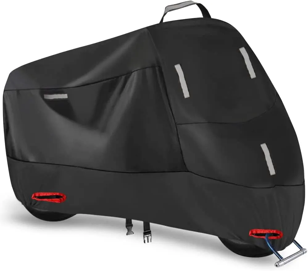300D Motorcycle Cover Heavy Duty, Honda Navi Cover Waterproof Outdoor All Season Protection supertite cubre motos Moped Motorcycle Tarp Fits up to 74 inch (L: 74" * 37" * 43")