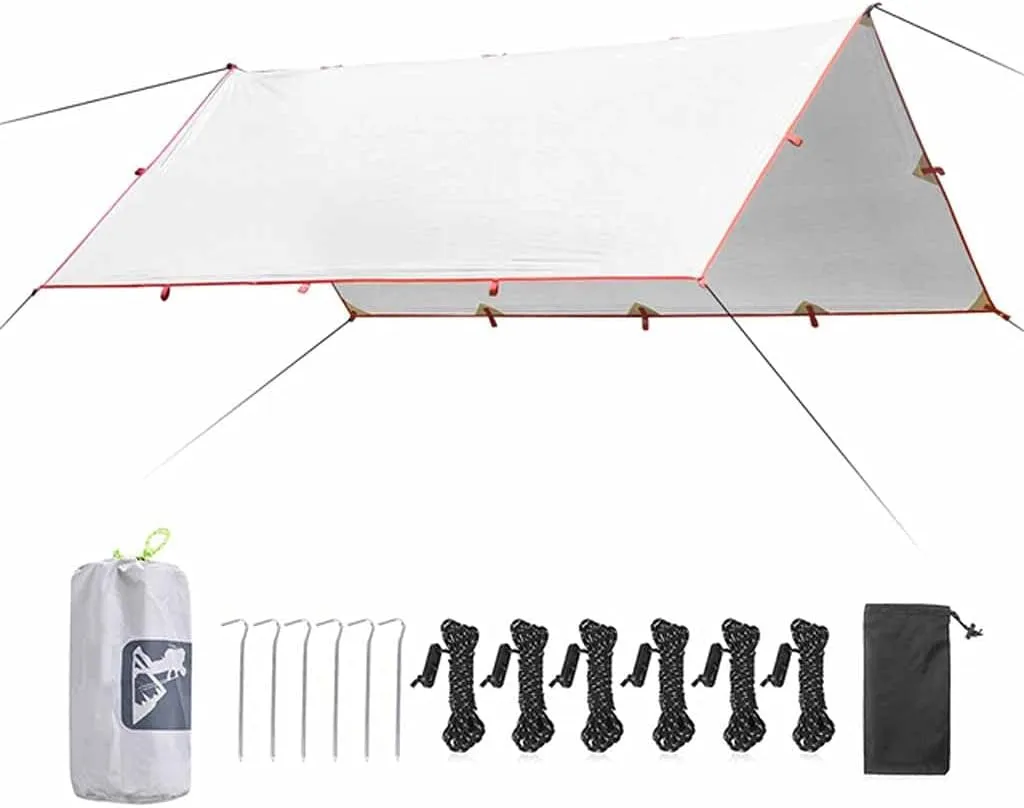 3.2x3m Awning Waterproof Tarp Tent Shade Folding Camping Canopy Ultralight Beach Sun Shelter Camping Tent Travel Tourist Awning (Color : D) (E One Size)