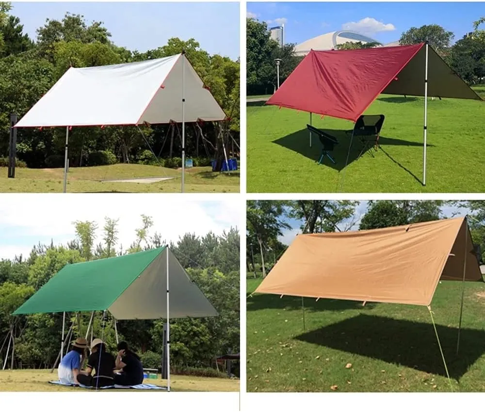 3.2x3m Awning Waterproof Tarp Tent Shade Folding Camping Canopy Ultralight Beach Sun Shelter Camping Tent Travel Tourist Awning (Color : D) (E One Size)