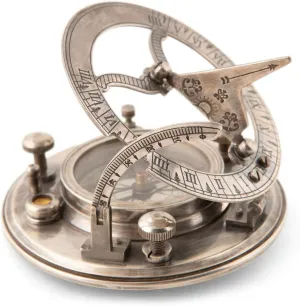 3.60 x 1.15 Folding Sundial & Mariner's Compass Polished Aluminum Nautical Desk Decor., Rose Gold