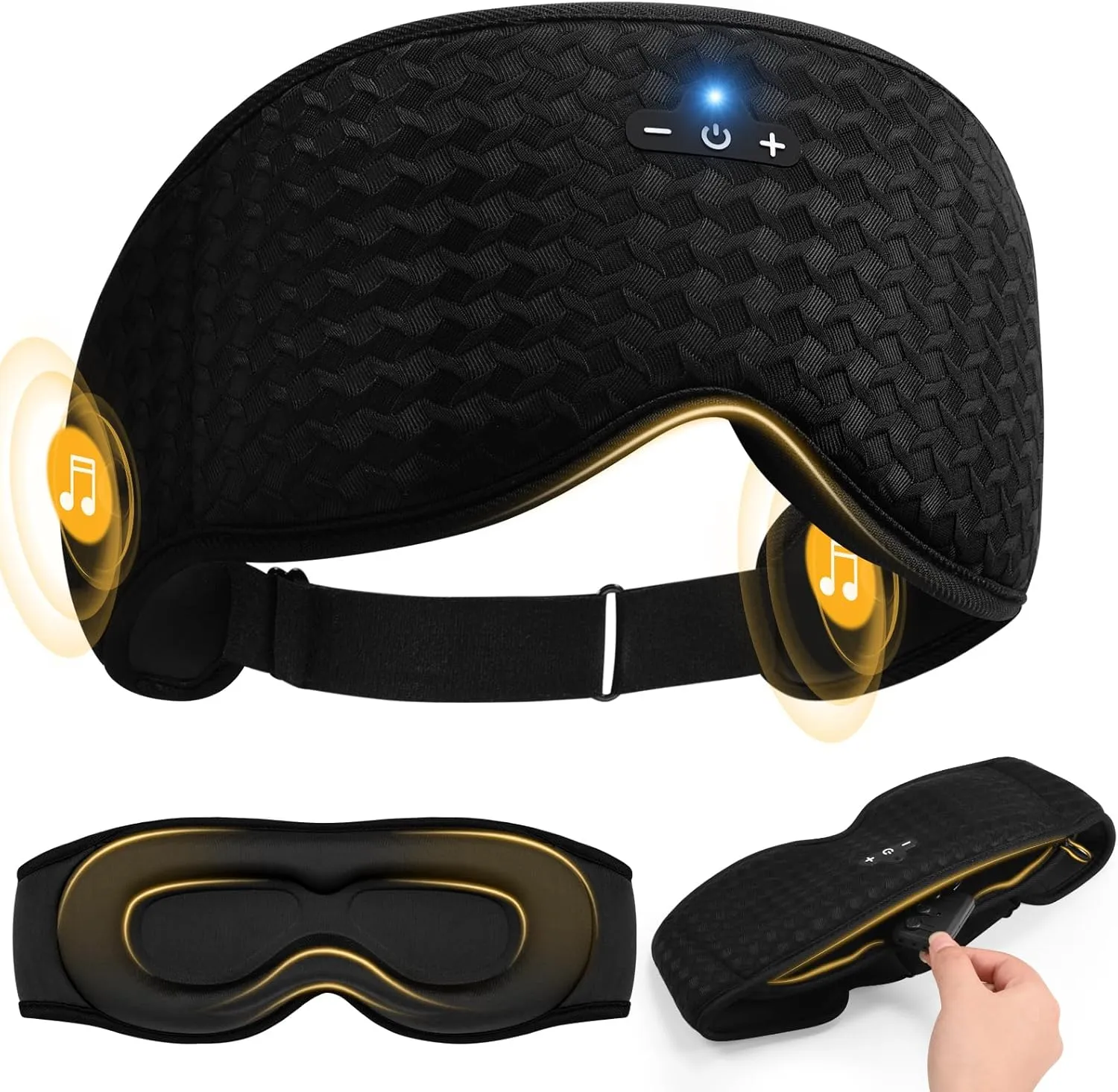 3D Contoured Sleep Mask with Bluetooth Headphones, Adjustable Blackout Sleeping Mask, Easy Installation Sleeping Headphones with Ultra-Thin Stereo Speakers for Men, Women