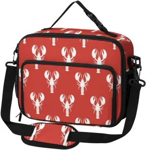 3D Lobster Print Lunch Bag Insulated Lunch Tote Shoulder Bag for Men Women Work Travel Picnic