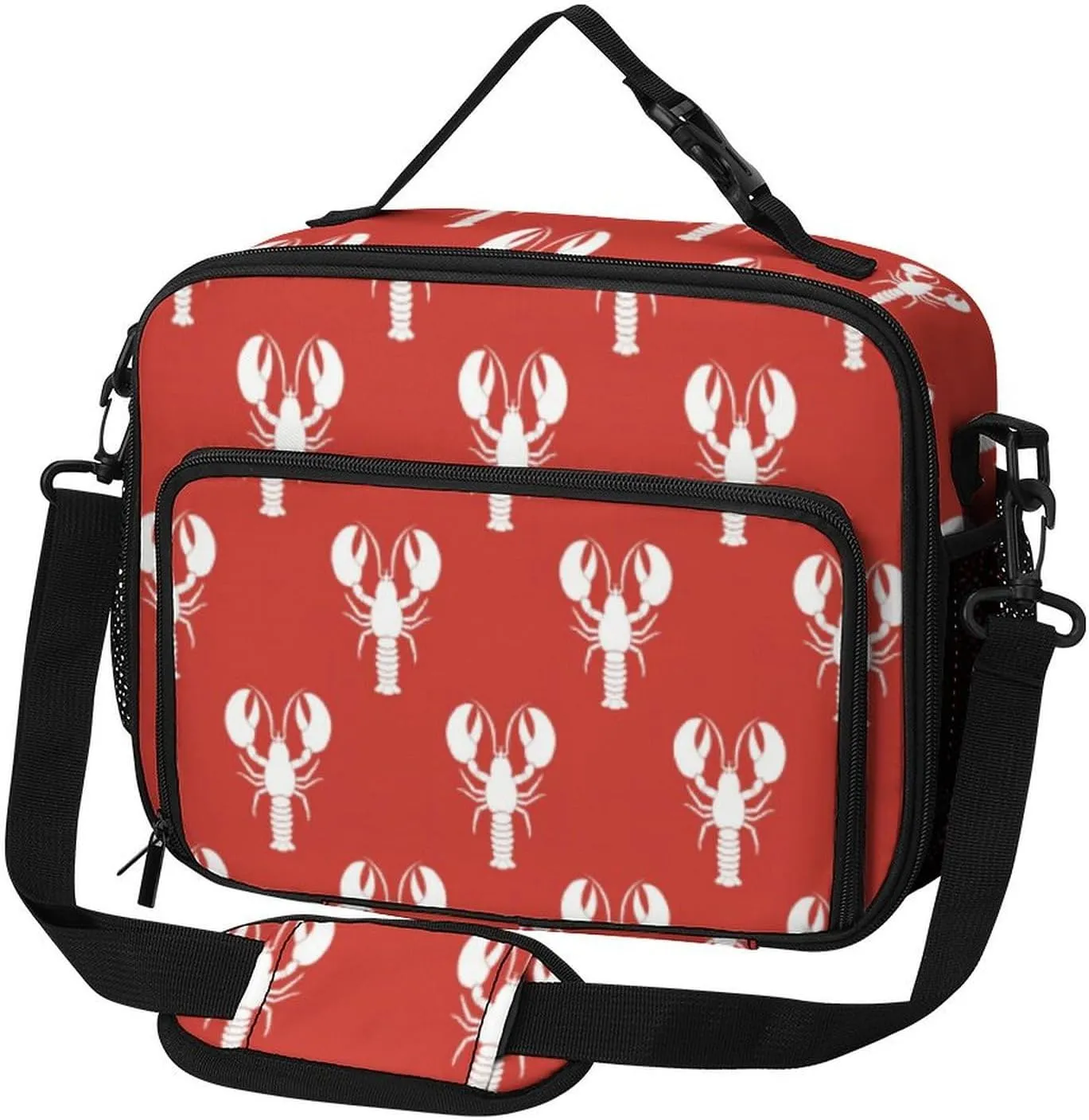 3D Lobster Print Lunch Bag Insulated Lunch Tote Shoulder Bag for Men Women Work Travel Picnic