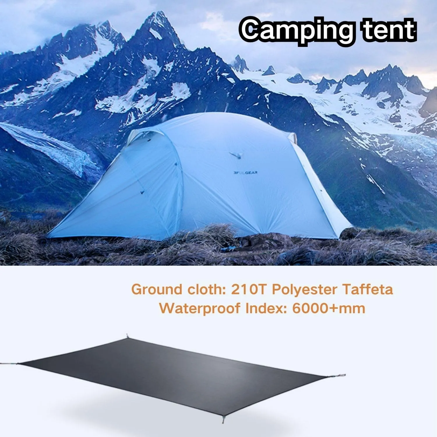3F UL GEAR 3/4Person Camping Tent, Waterproof Tent For 3/4Seasons, Easy Set Up Hiking, Backpacking Tent Shelter, Included Ground Cloth