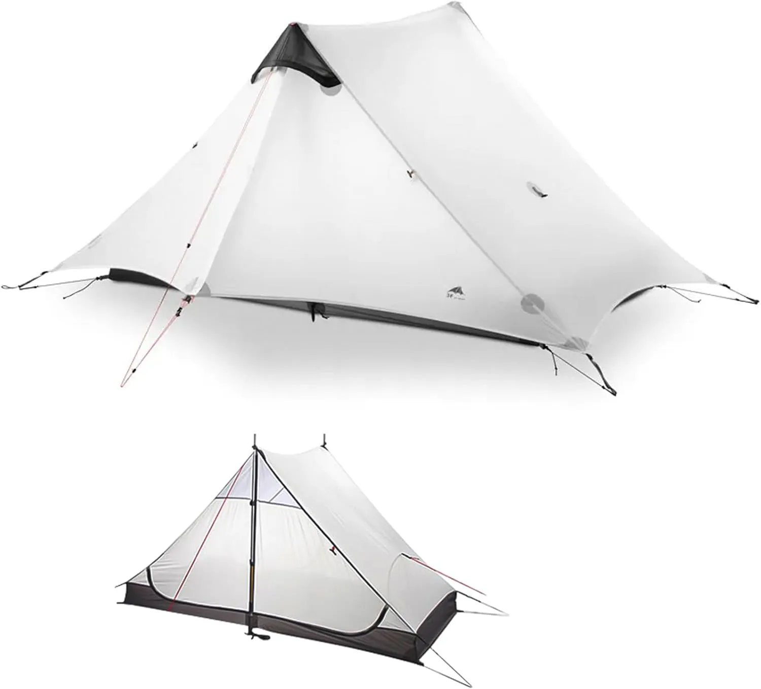 3FULGEAR Lanshan 2 Tent 2 Person Ultralight Camping Tent, 3/4 Season Professional 15D Silnylon Rodless Tent for Camping, Climbing, Hiking